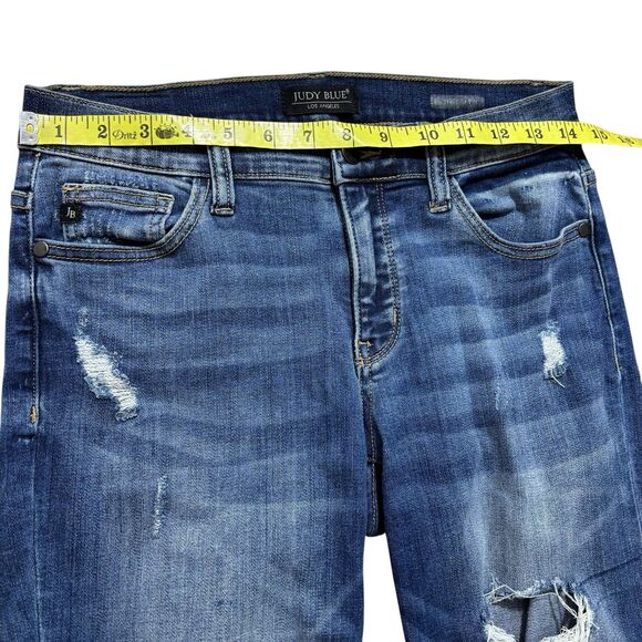Judy Blue Jeans Women’s 5/27 Relaxed Fit Stretch Blue Mid Rise Denim Distressed - Picture 5 of 7